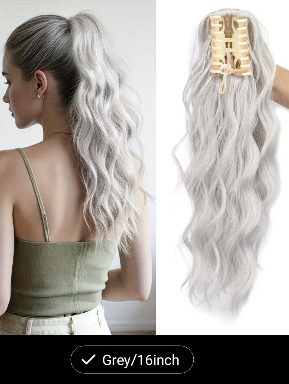 16" Platinum Clip on Ponytail
